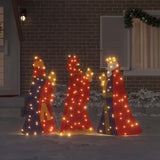 Vidaxl 3 wijze mannen kerstverlichting 3 pcs warmwit 105 cm stof