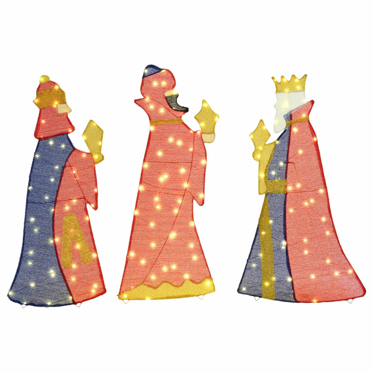Vidaxl 3 wijze mannen kerstverlichting 3 pcs warmwit 105 cm stof