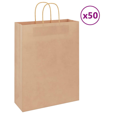 Vidaxl papieren zakken 50 st met hengsels 32x12x42 cm bruin