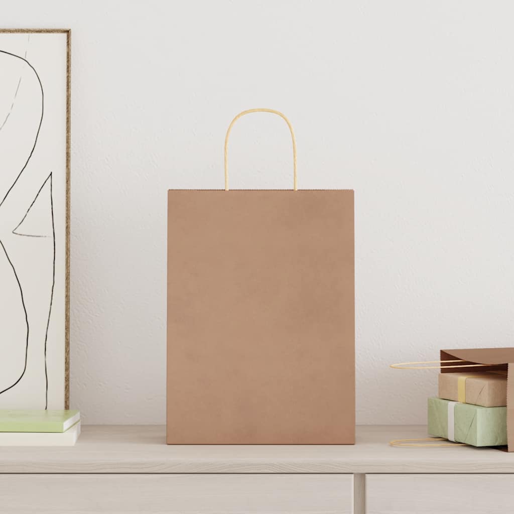 Vidaxl papieren zakken 250 st met hengsels 26x12x35 cm bruin