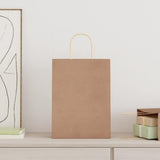 Vidaxl papieren zakken 250 st met hengsels 26x12x35 cm bruin