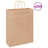 Vidaxl papieren zakken 250 st met hengsels 32x12x42 cm bruin