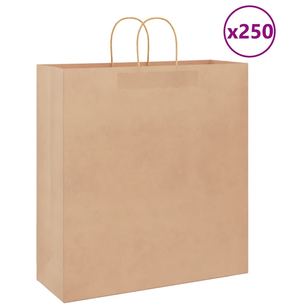 Vidaxl papieren zakken 250 st met hengsels 45x17x48 cm bruin