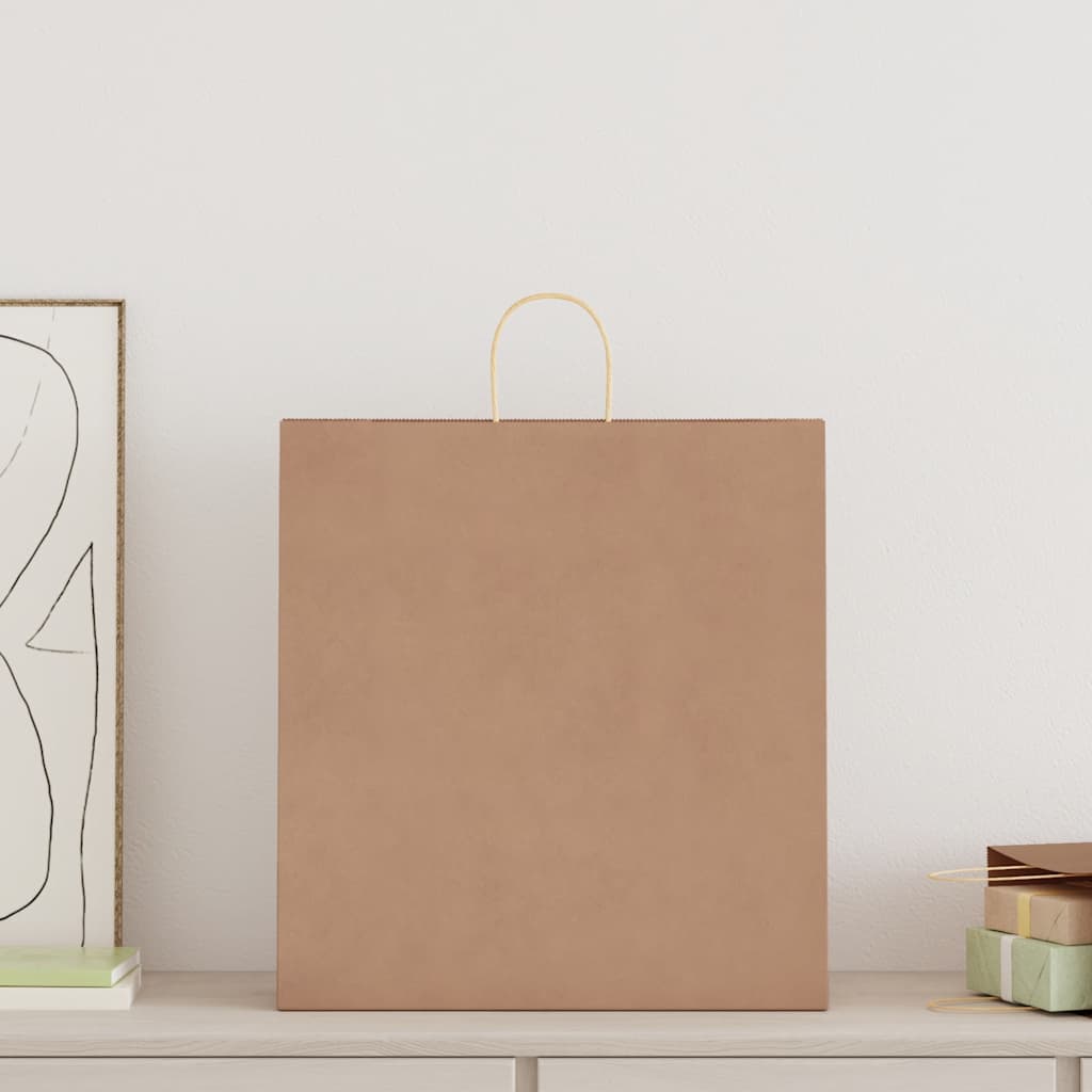 Vidaxl papieren zakken 250 st met hengsels 45x17x48 cm bruin