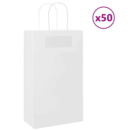 Vidaxl papieren zakken 50 st met hengsels 21x11x36 cm wit