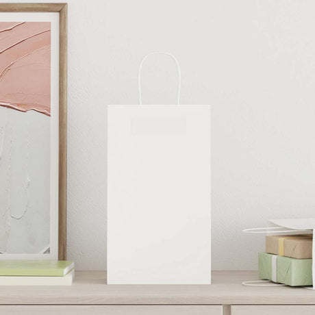 Vidaxl papieren zakken 50 st met hengsels 21x11x36 cm wit