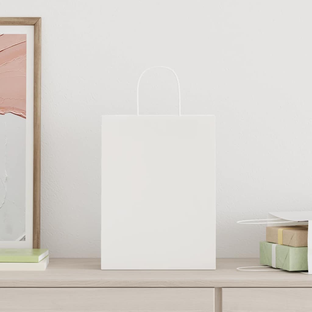 Vidaxl papieren zakken 50 st met hengsels 26x12x35 cm wit