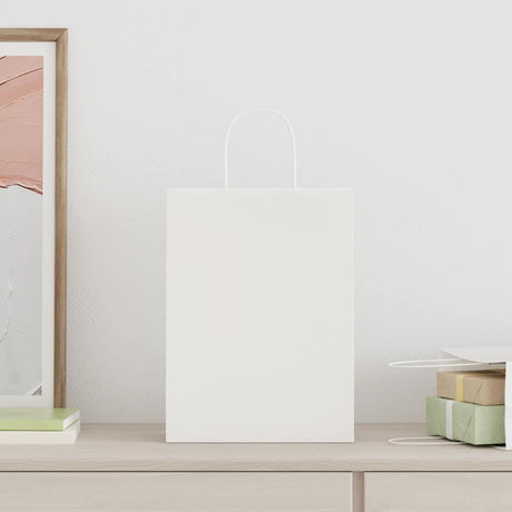 Vidaxl papieren zakken 50 st met hengsels 26x12x35 cm wit