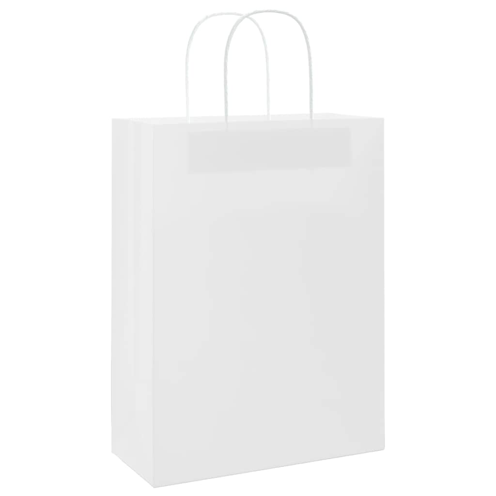 Vidaxl papieren zakken 50 st met hengsels 26x12x35 cm wit
