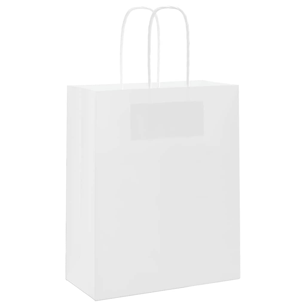 Vidaxl papieren zakken 250 st met hengsels 18x8x22 cm wit