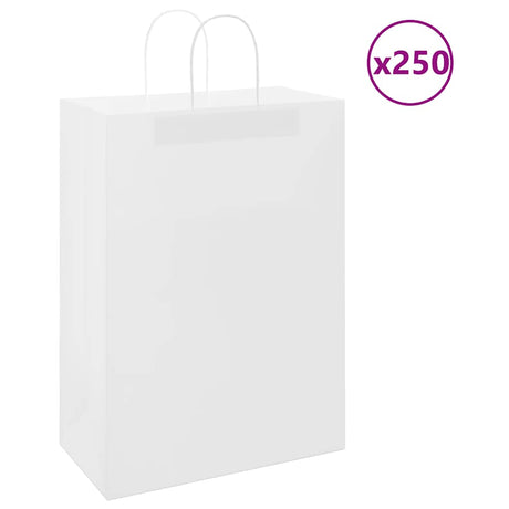 Vidaxl papieren zakken 250 st met hengsels 32x17x44 cm wit