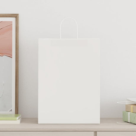 Vidaxl papieren zakken 250 st met hengsels 32x17x44 cm wit