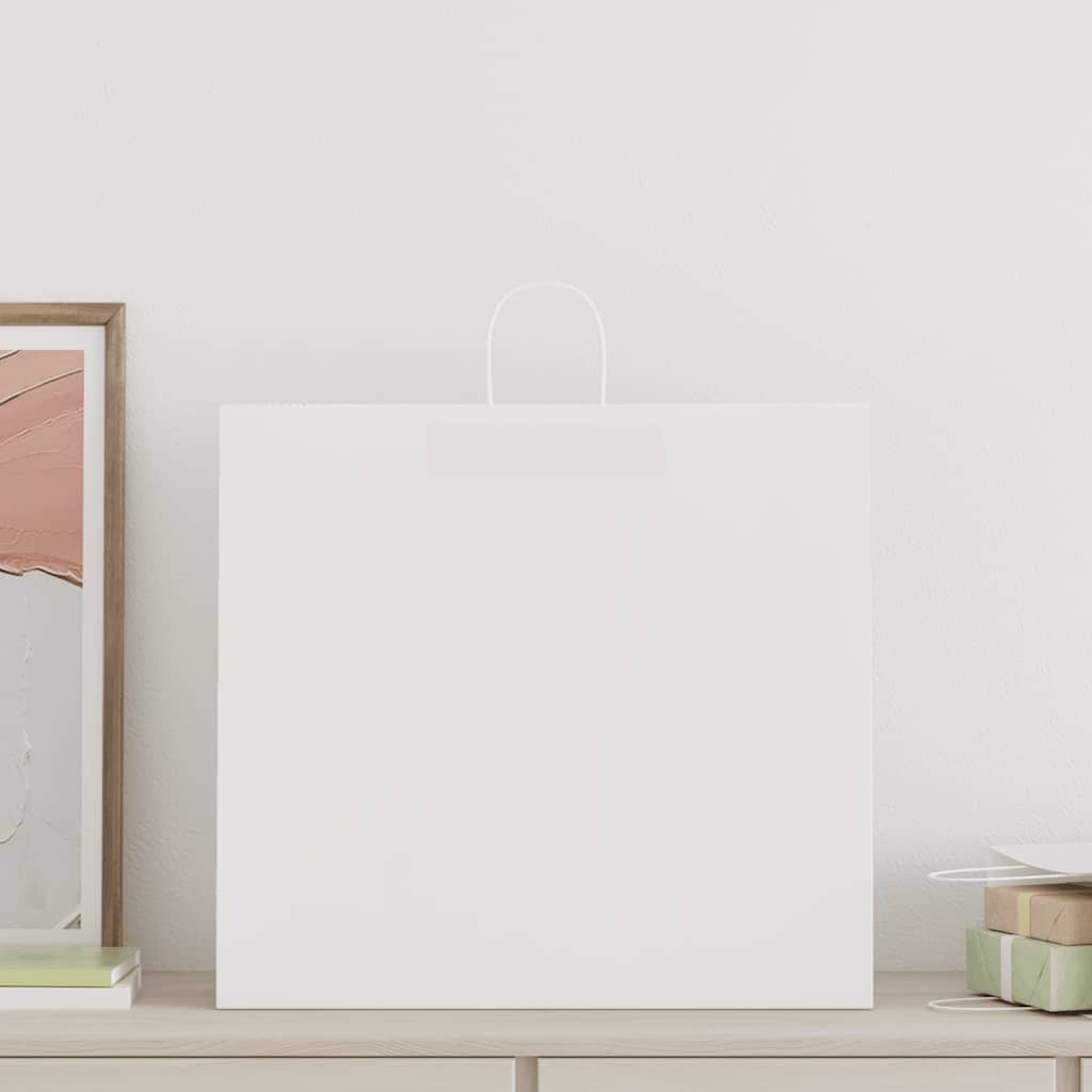 Vidaxl papieren zakken 250 st met hengsels 54x15x49 cm wit