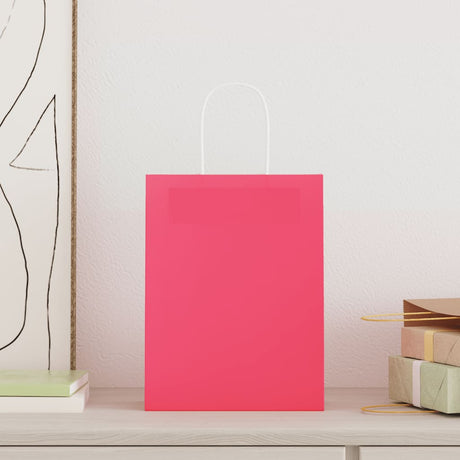 Vidaxl papieren zakjes 50 st met hengsels 21x11x28 cm roze