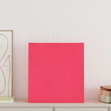Vidaxl papieren zakken 50 st met hengsels 45x17x48 cm roze