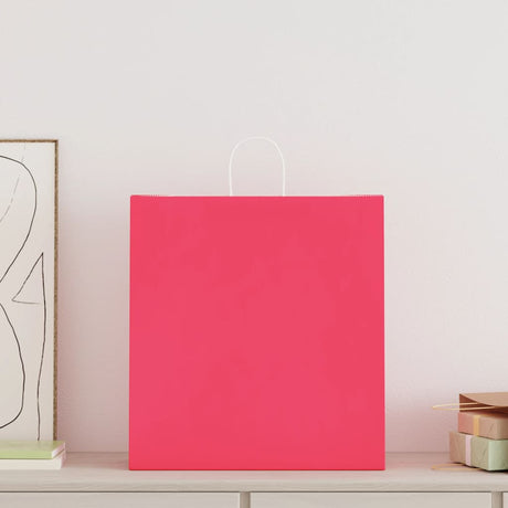 Vidaxl papieren zakken 50 st met hengsels 45x17x48 cm roze
