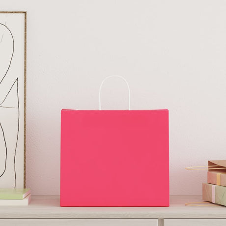 Vidaxl papieren zakken 250 st met hengsels 32x22x28 cm roze