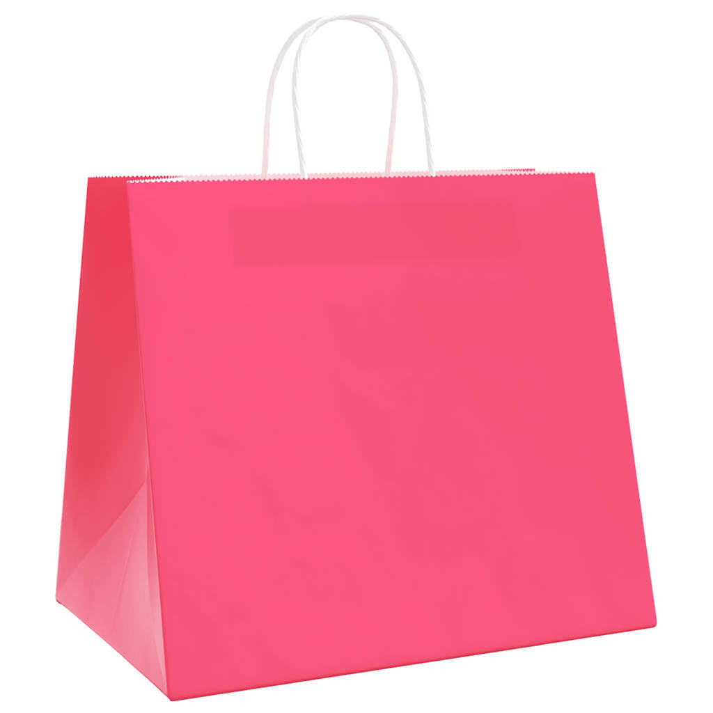 Vidaxl papieren zakken 250 st met hengsels 32x22x28 cm roze