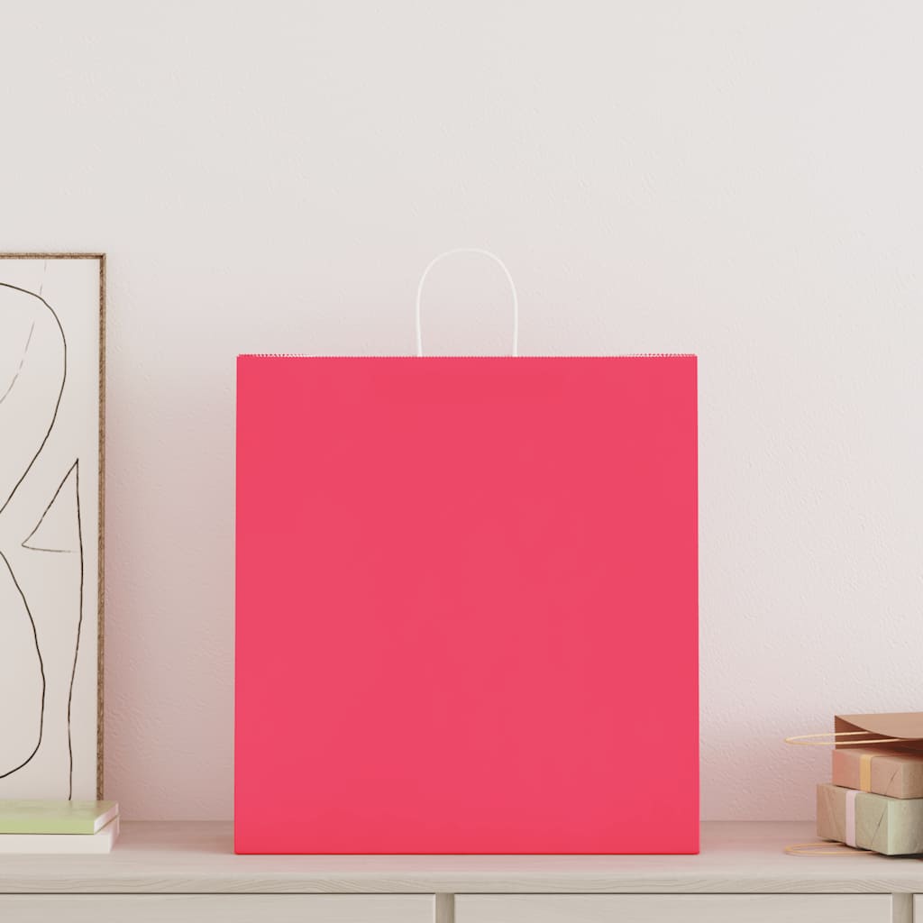 Vidaxl papieren zakken 250 st met hengsels 45x17x48 cm roze