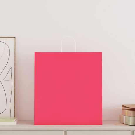Vidaxl papieren zakken 250 st met hengsels 45x17x48 cm roze