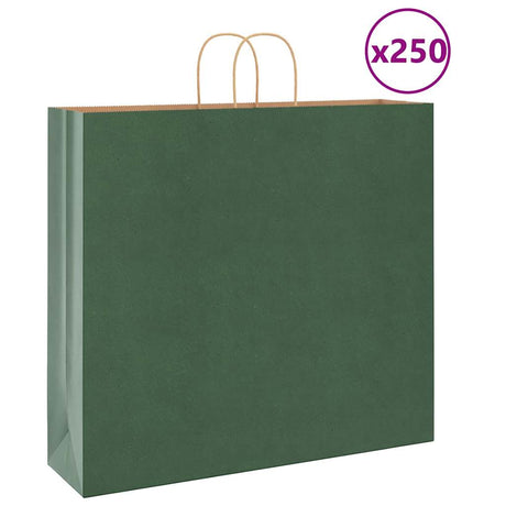 Vidaxl papieren zakken 250 st met hengsels 54x15x49 cm groen