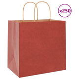 Vidaxl papieren zakken 250 st met hengsels 26x17x25 cm rood