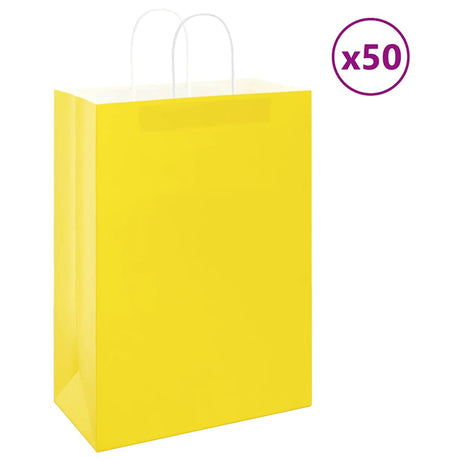 Vidaxl papieren zakken 50 st met hengsels 32x17x44 cm geel