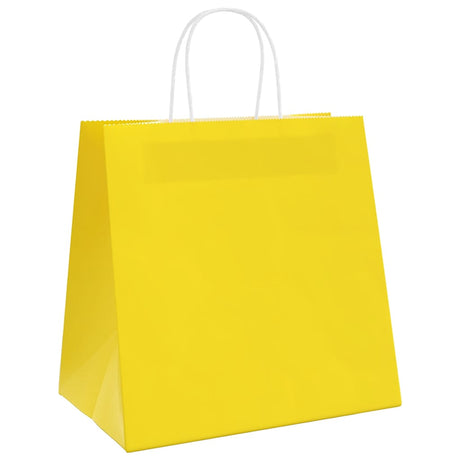 Vidaxl papieren zakken 250 st met hengsels 26x17x25 cm geel
