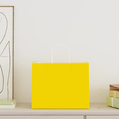 Vidaxl papieren zakken 250 st met hengsels 32x22x24 cm geel