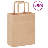 Vidaxl papieren zakken 50 st met hengsels 18x8x22 cm bruin