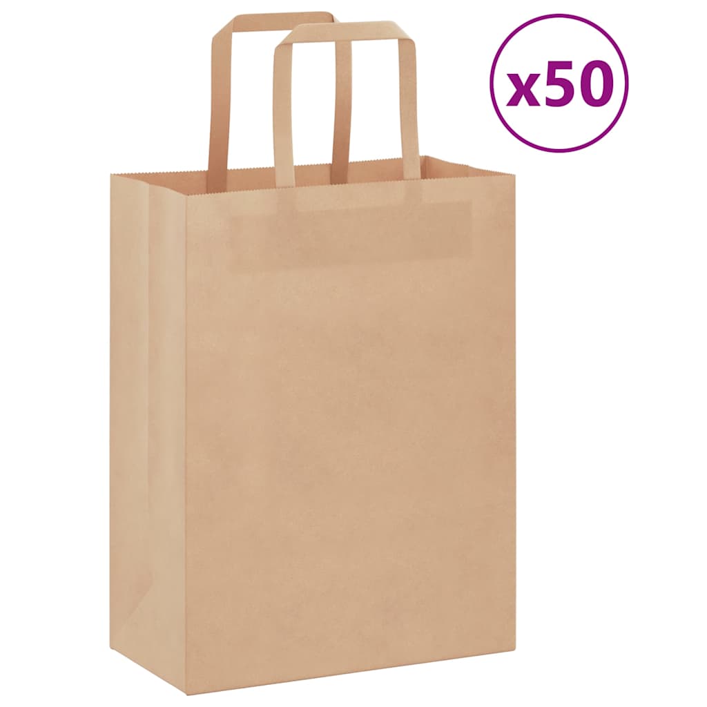 Vidaxl papieren zakken 50 st met hengsels 21x11x28 cm bruin