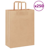 Vidaxl papieren zakken 250 st met hengsels 26x12x35 cm bruin