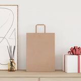 Vidaxl papieren zakken 250 st met hengsels 26x12x35 cm bruin