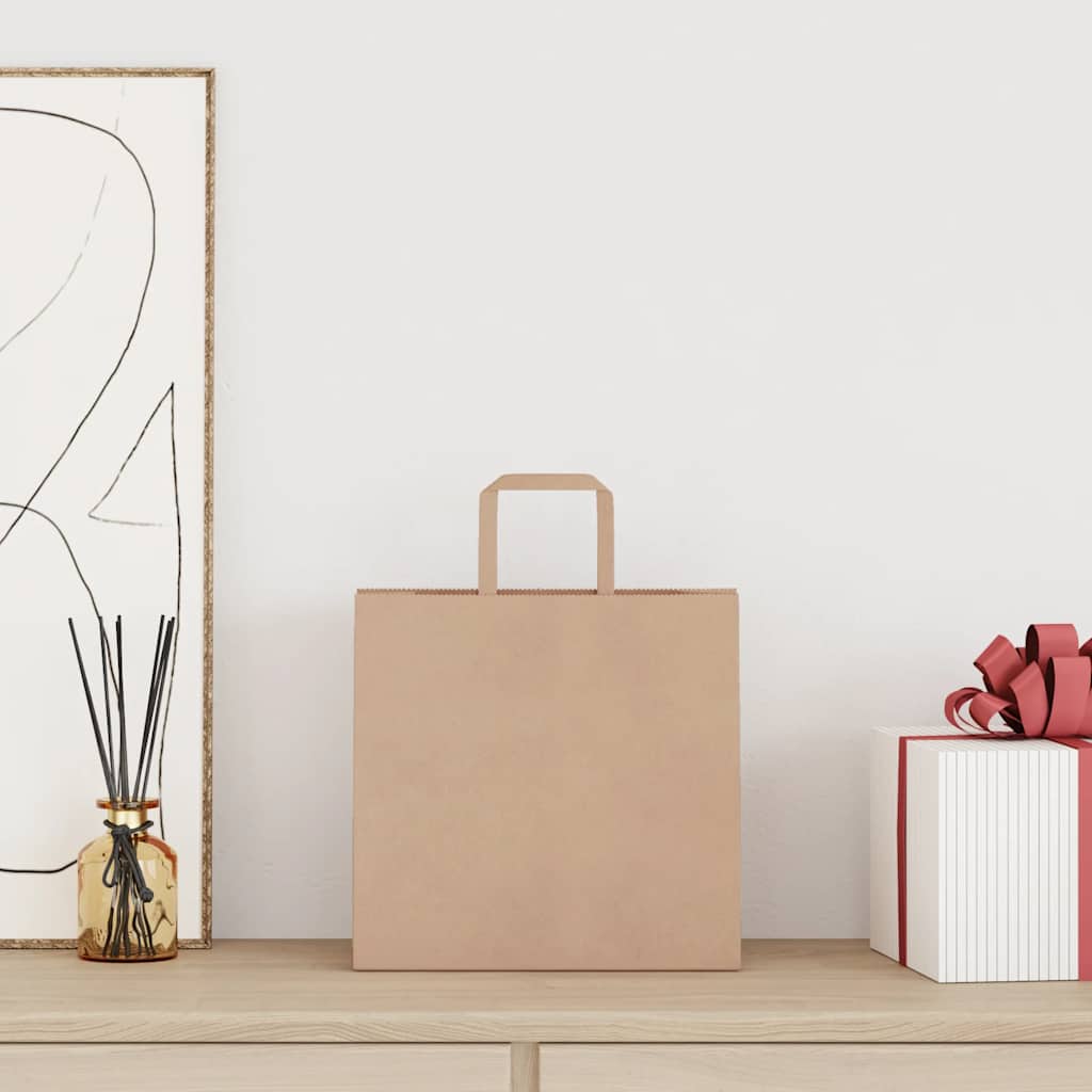 Vidaxl papieren zakken 250 st met hengsels 26x17x25 cm bruin