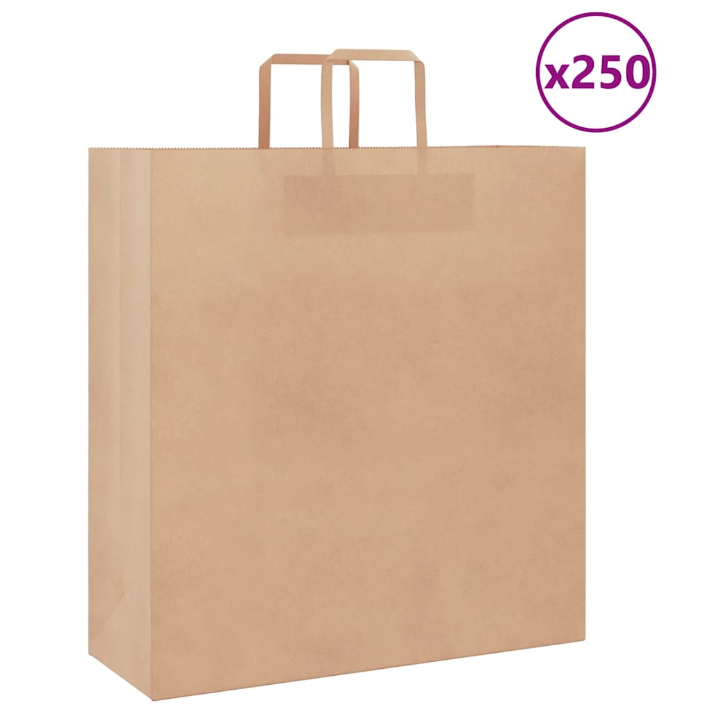 Vidaxl papieren zakken 250 st met hengsels 45x17x48 cm bruin