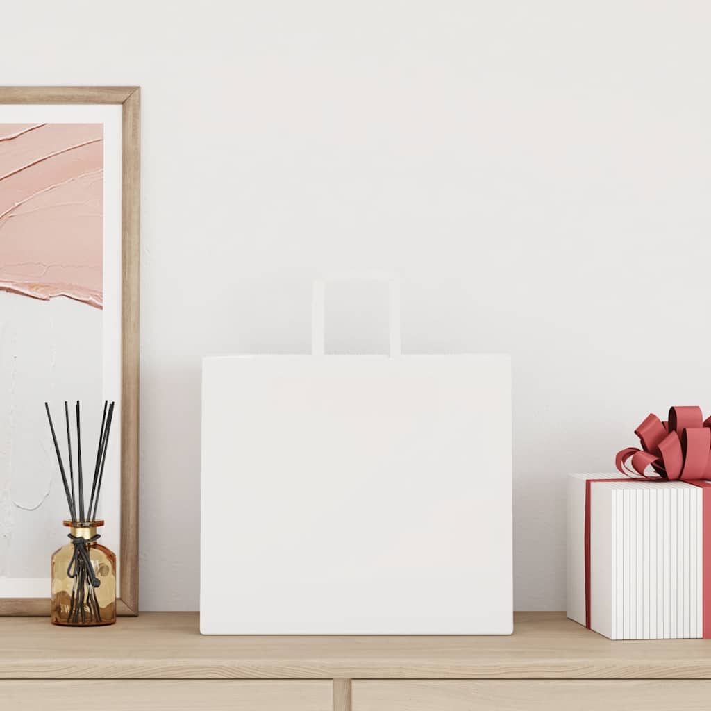 Vidaxl papieren zakken 50 st met hengsels 32x22x28 cm wit