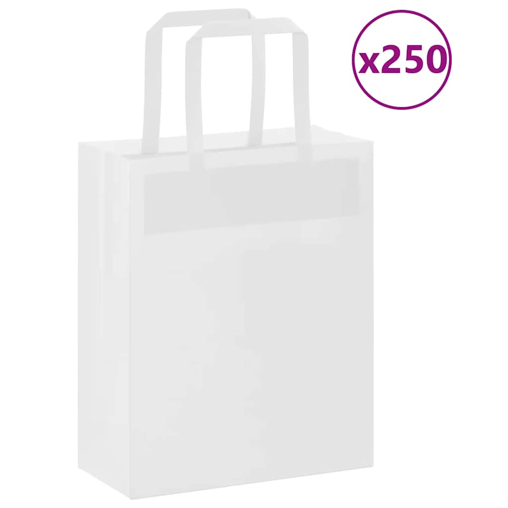 Vidaxl papieren zakken 250 st met hengsels 18x8x22 cm wit