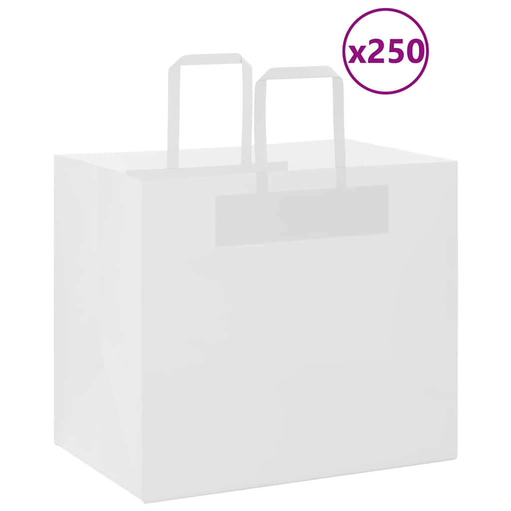 Vidaxl papieren zakken 250 st met hengsels 32x22x28 cm wit