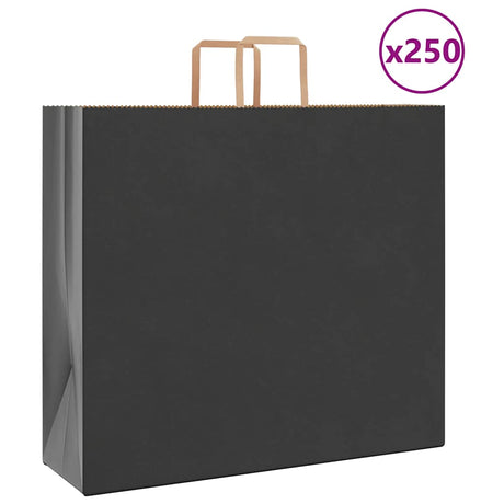 Vidaxl papieren zakken 250 st met hengsels 54x15x49 cm zwart