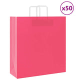Vidaxl papieren zakken 50 st met hengsels 45x17x48 cm roze