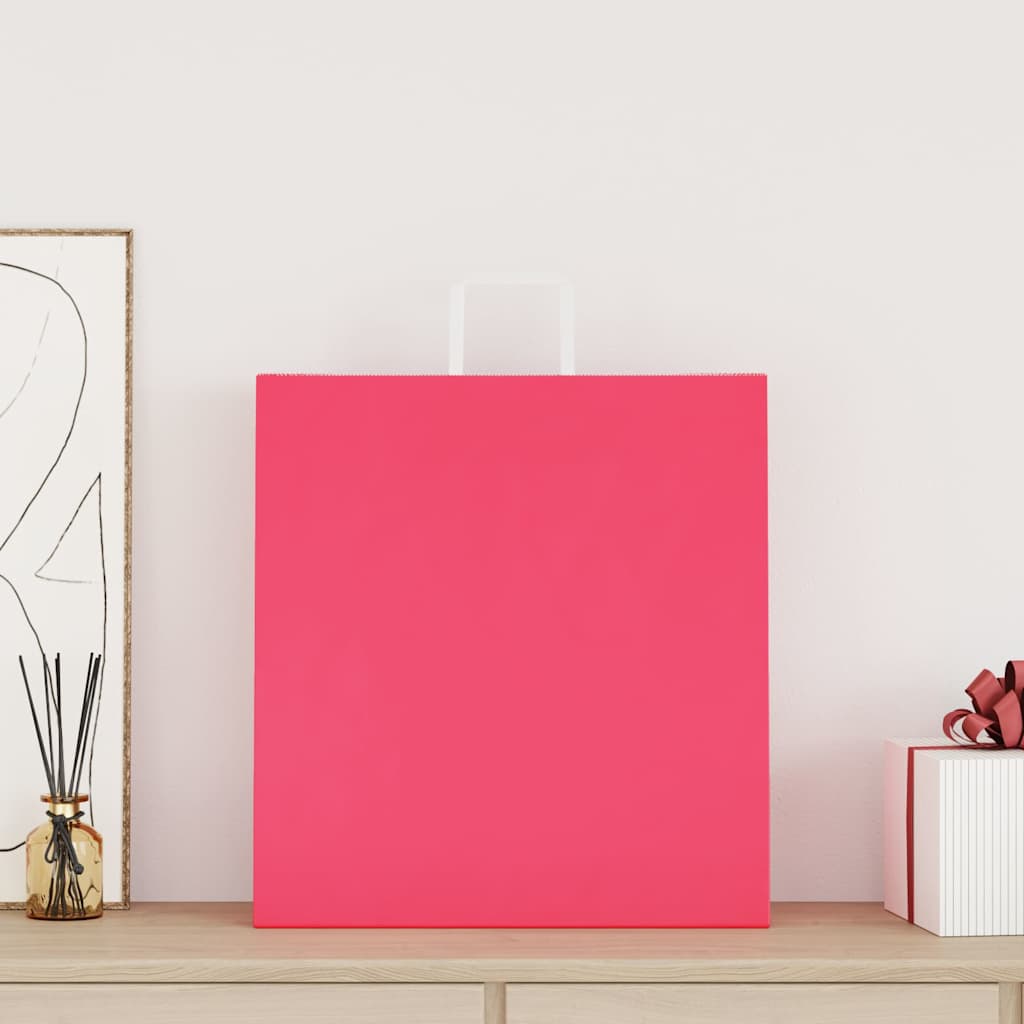 Vidaxl papieren zakken 50 st met hengsels 45x17x48 cm roze
