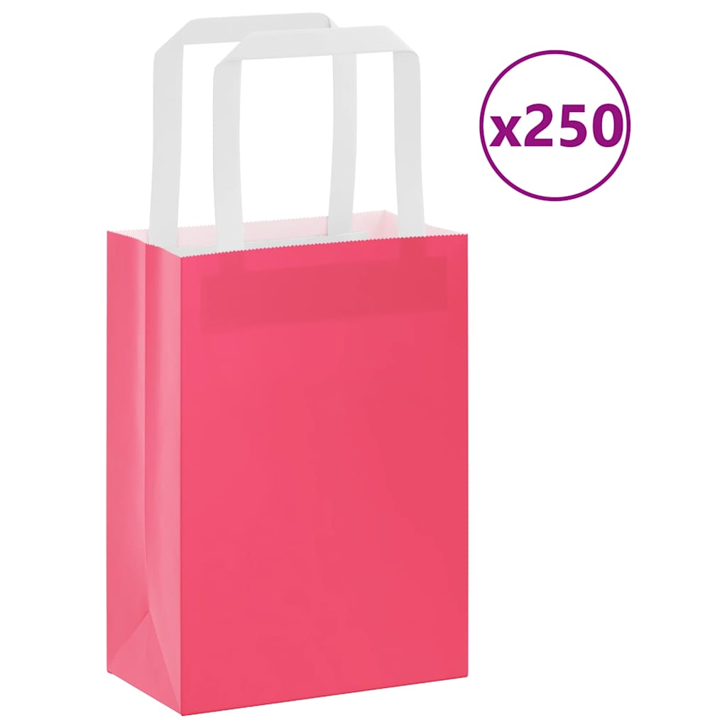 Vidaxl papieren zakken 250 st met hengsels 15x8x21 cm roze