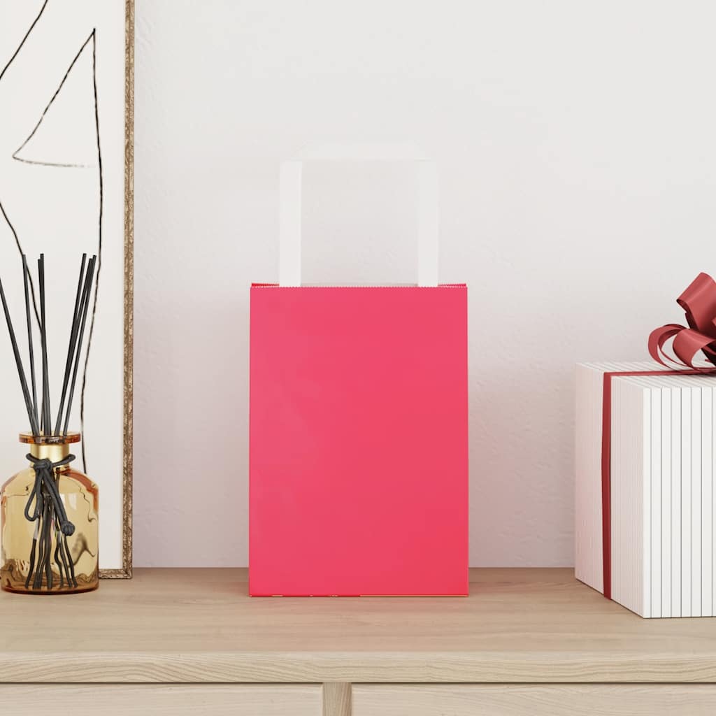 Vidaxl papieren zakken 250 st met hengsels 15x8x21 cm roze