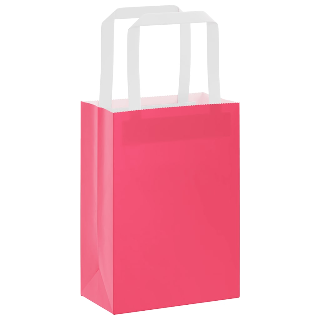 Vidaxl papieren zakken 250 st met hengsels 15x8x21 cm roze