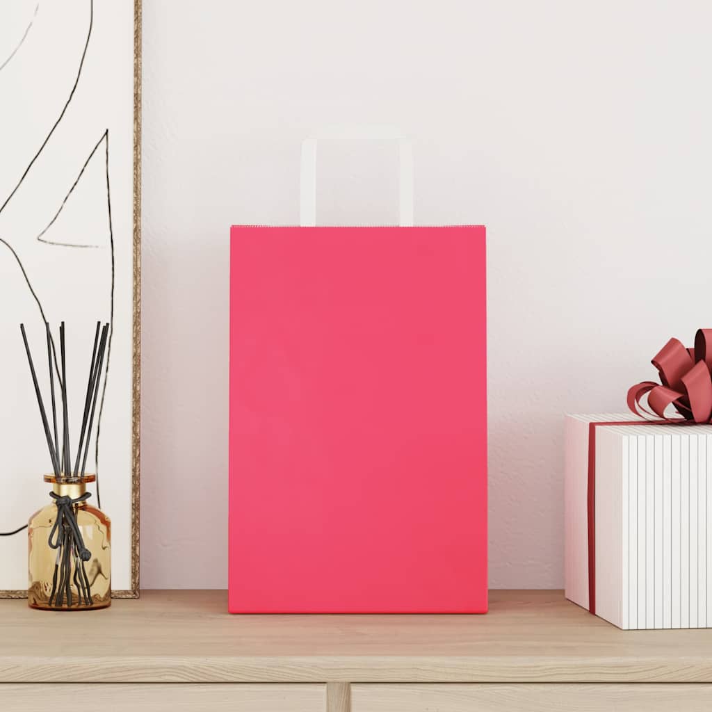 Vidaxl papieren zakken 250 st met hengsels 21x11x31 cm roze
