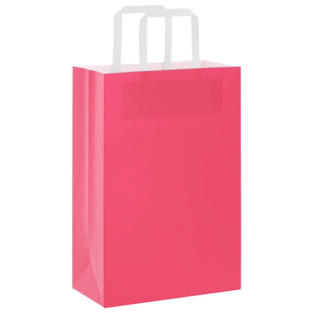 Vidaxl papieren zakken 250 st met hengsels 21x11x31 cm roze