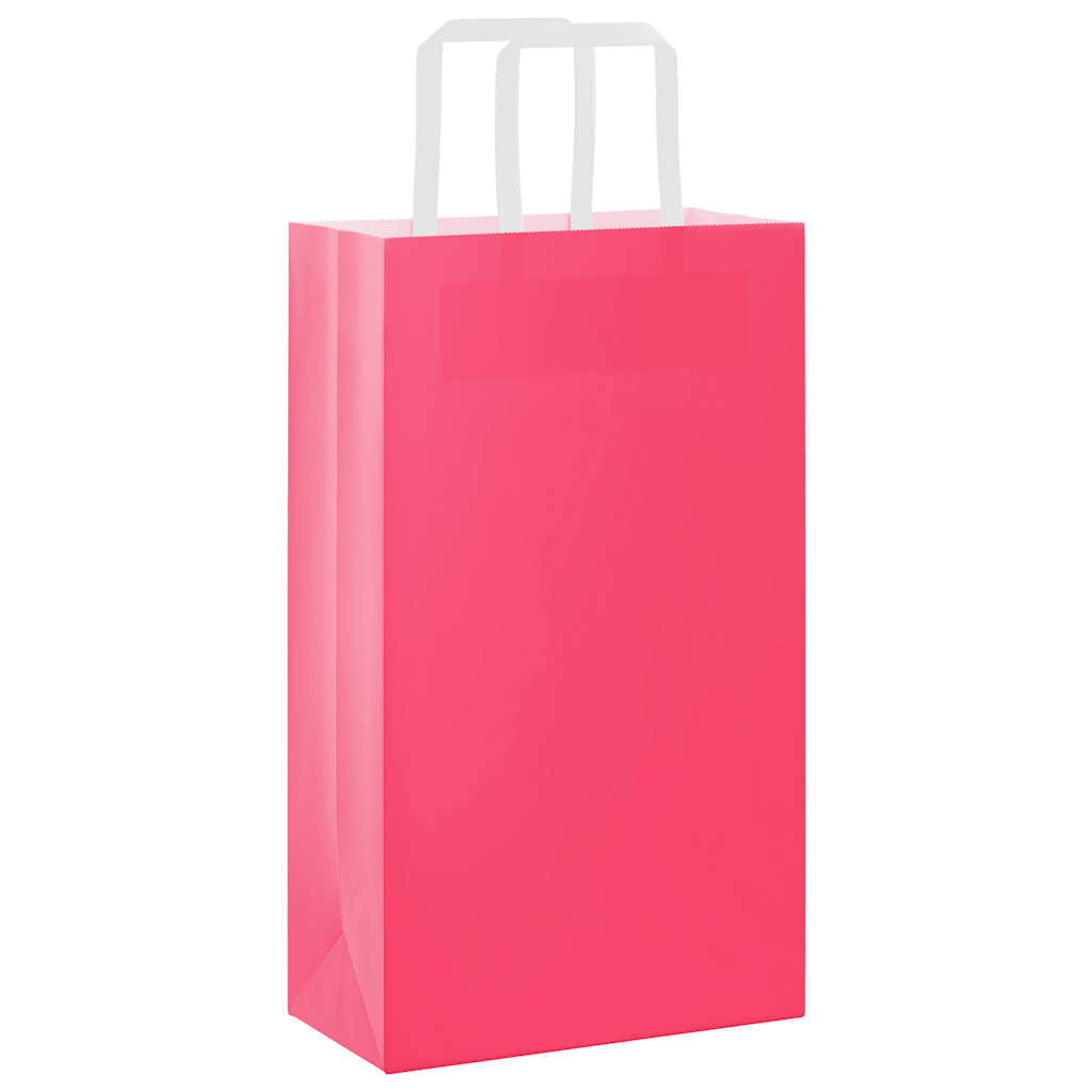 Vidaxl papieren zakken 250 st met hengsels 21x11x36 cm roze