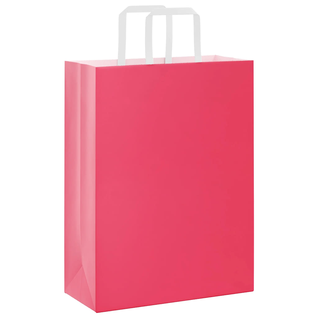 Vidaxl papieren zakken 250 st met hengsels 26x12x35 cm roze