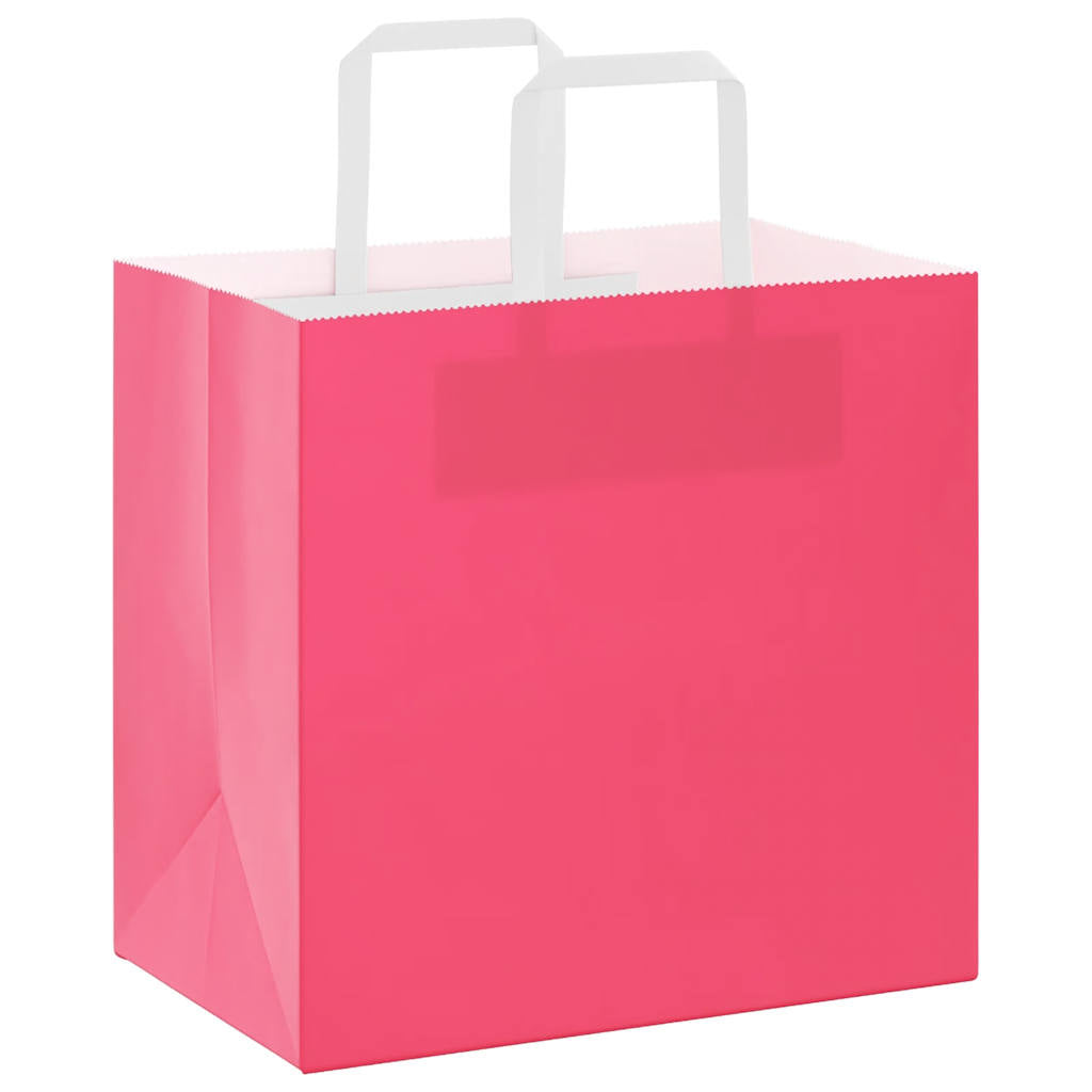Vidaxl papieren zakken 250 st met hengsels 26x17x25 cm roze