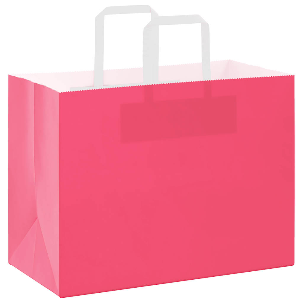 Vidaxl papieren zakken 250 st met hengsels 32x17x25 cm roze